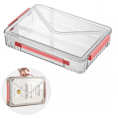 Marte Vanci Plastic Storage Bin with Lid Portable Project Case with Handle Clear Storage Box Transparent File Document Protector Stackable Container for A4 Letter Paper Photo Crafts Scrapbook