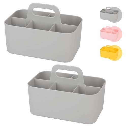 Tiawudi 2 Pack Caddy Organizer with Handle, Portable Plastic Caddy, Storage Organization for Cleaning, Bath, Makeup, Art, Craft, Stationery, Classroom and Office, Tote Organizer