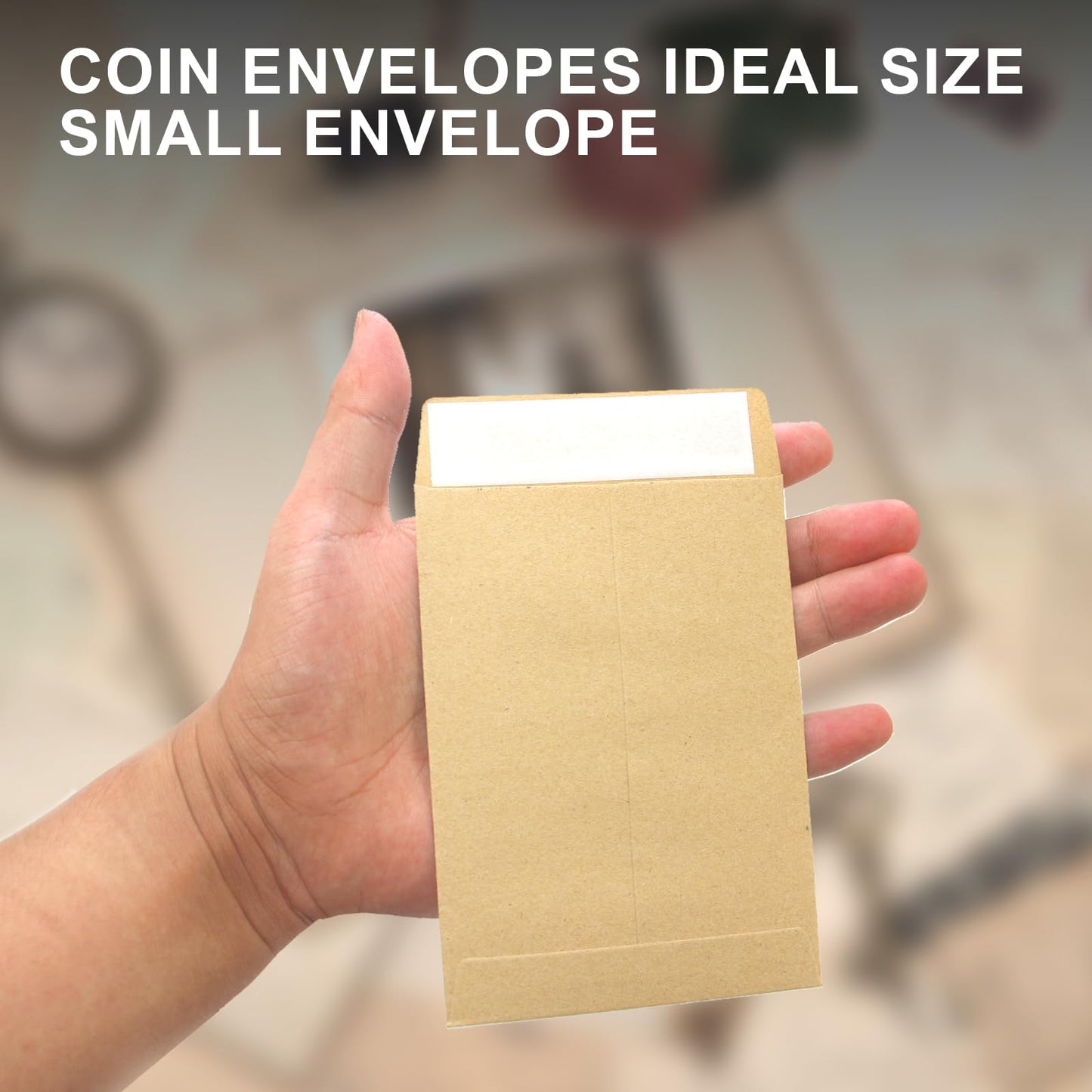 100 Pack Kraft Small Coin Envelopes, 3.23"4.53", Brown, Fully Sealed Seed Envelopes; Mini Envelopes for Office, Home, School