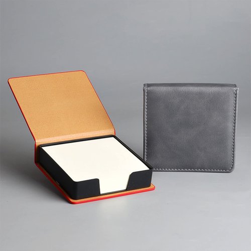 Leather Memo Pad Holder Office School Supplies Note Card Dispenser Sticky Note Storage Box Desk Accessories
