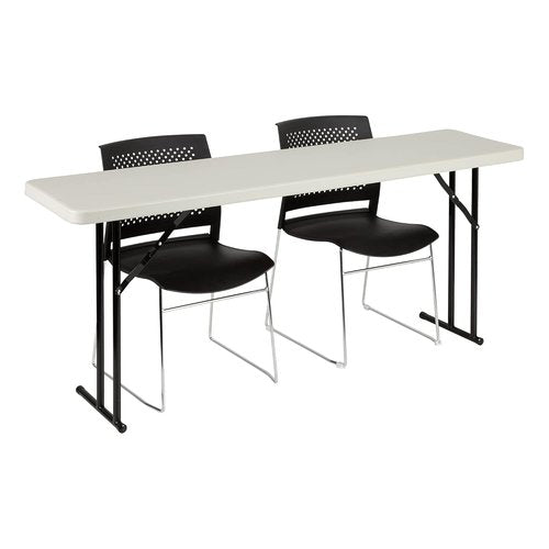 Norwood Commercial Furniture 5' Folding Training Table - Rectangular Blow-Molded Plastic, Gray Finish