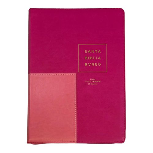 Biblia RVR 1960 Letra Súper Gigante Símil Piel Duotone Rosa Rosa con Índice con Cierre