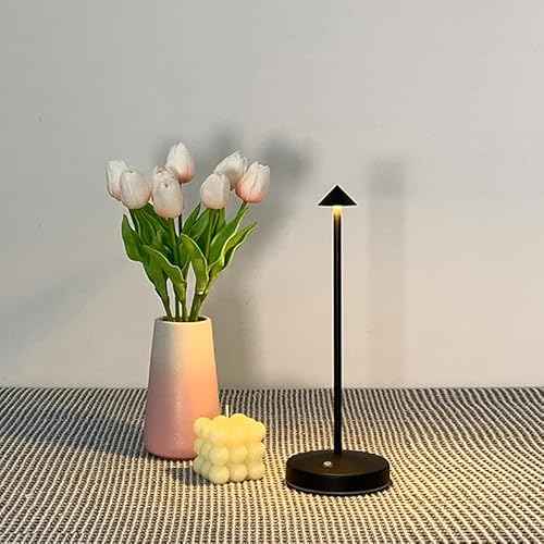 Rechargeable Cordless Table Lamp,Modern Black Battery Operated Table lamp,Portable LED Touch 2 Levels Brightness Dimmable Bar Lamp,Battery Powered Lamp for Bars,Restaurant,Living Room