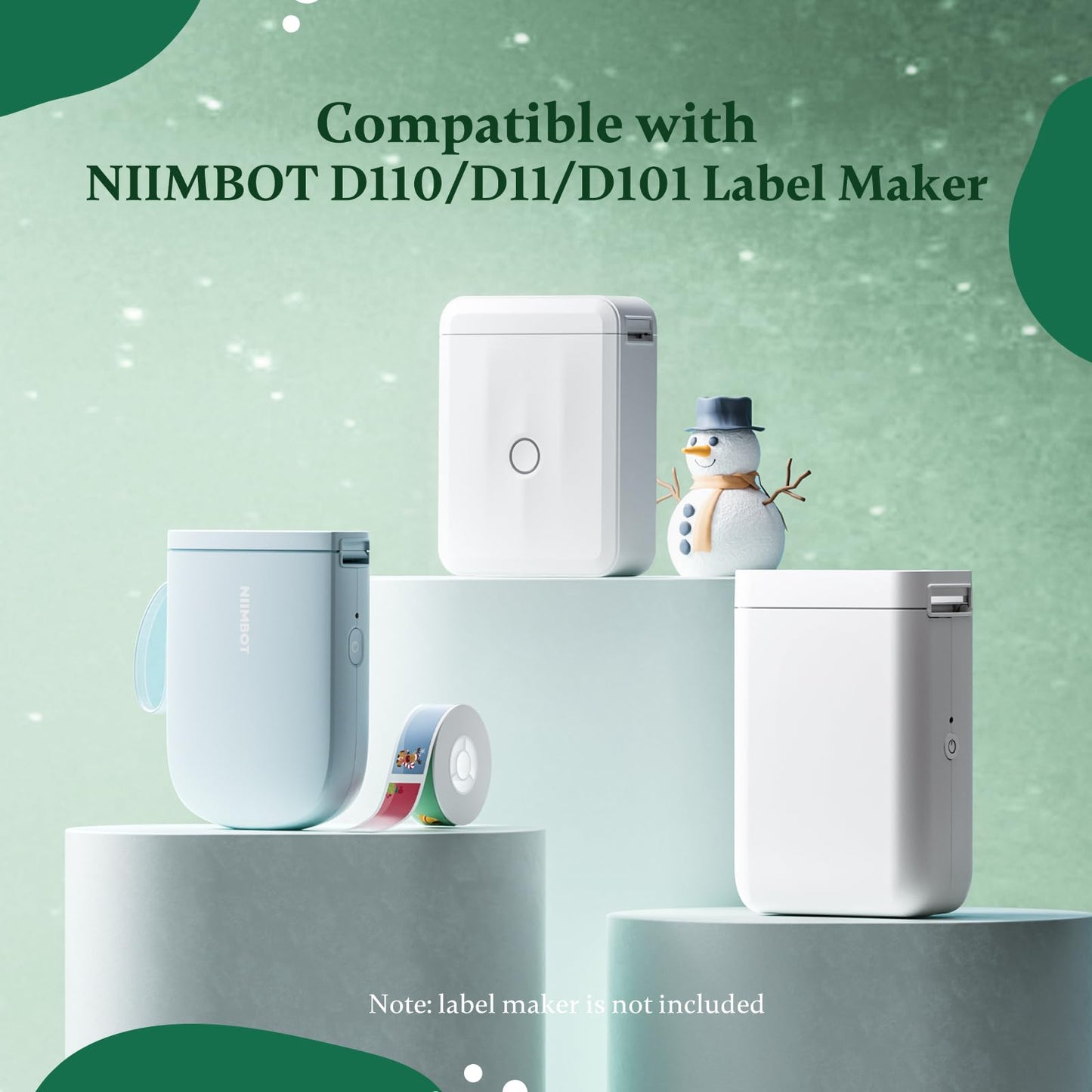 NIIMBOT Christmas Labels for D110/D11/D101 Label Maker,14 x 50 mm (0.55'' x 1.97''), Thermal Label Tape for Christmas Home Office Labeling, Meowy Xmas Pattern