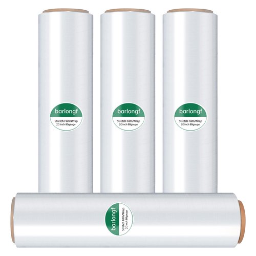 Stretch Wrap Roll 20" x 1,500ft, 80 Gauge – Clear Plastic Wrap for Moving, Packing, Pallet & Furniture – Heavy Duty Shrink Wrap Alternative, Industrial Strength Stretch Film (4 Rolls/Case)