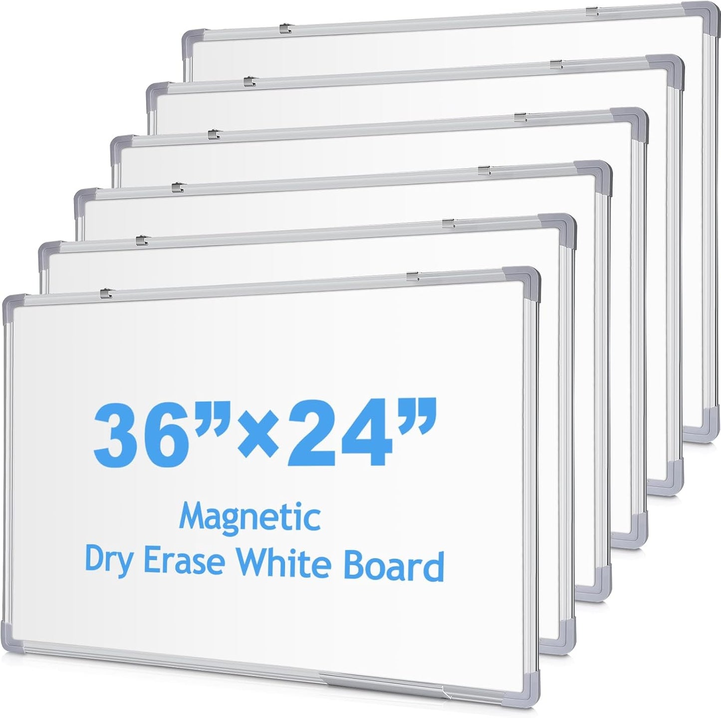 Tinlade Magnetic Dry Erase Whiteboard - 6 Pack Aluminum Frame for Home Office | 36 x 24 Inches