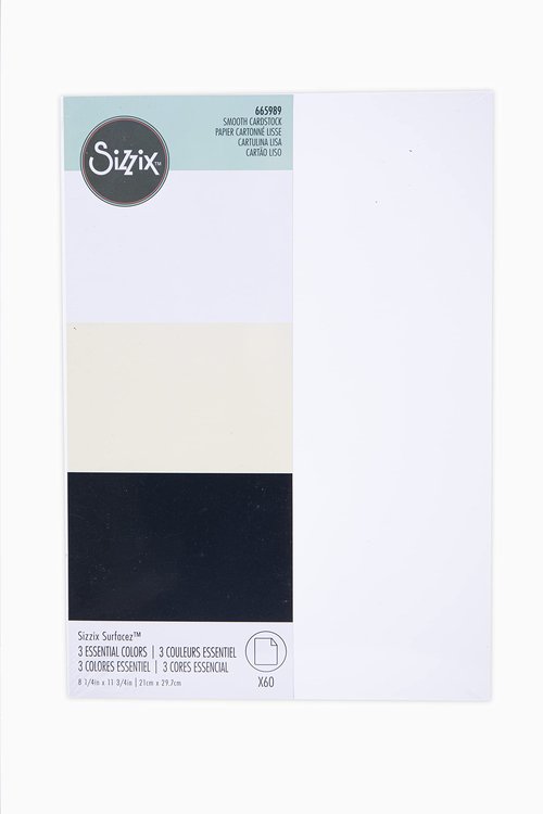 Sizzx Surfacez Cardstock A4 Black/Ivory/White 60PK | 665989 | Chapter 3 2022