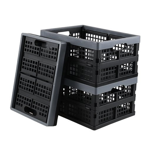 Anbers 3 Packs 16 Quart Plastic Foldable Storage Crate, Small Collapsible Storage Crate Basket