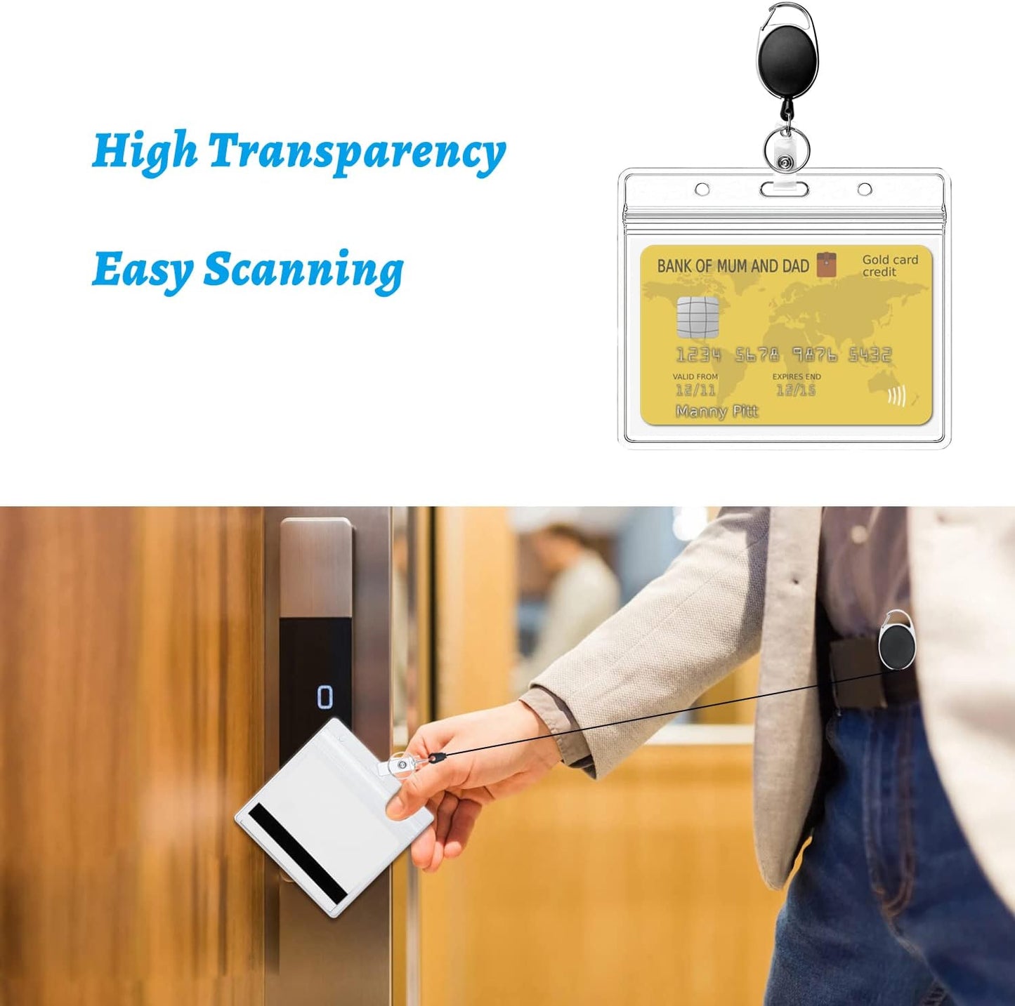 Skiennix ID Card Badge Holder - Heavy Duty Waterproof Design with 2 Retractable Reel | 20 Pack