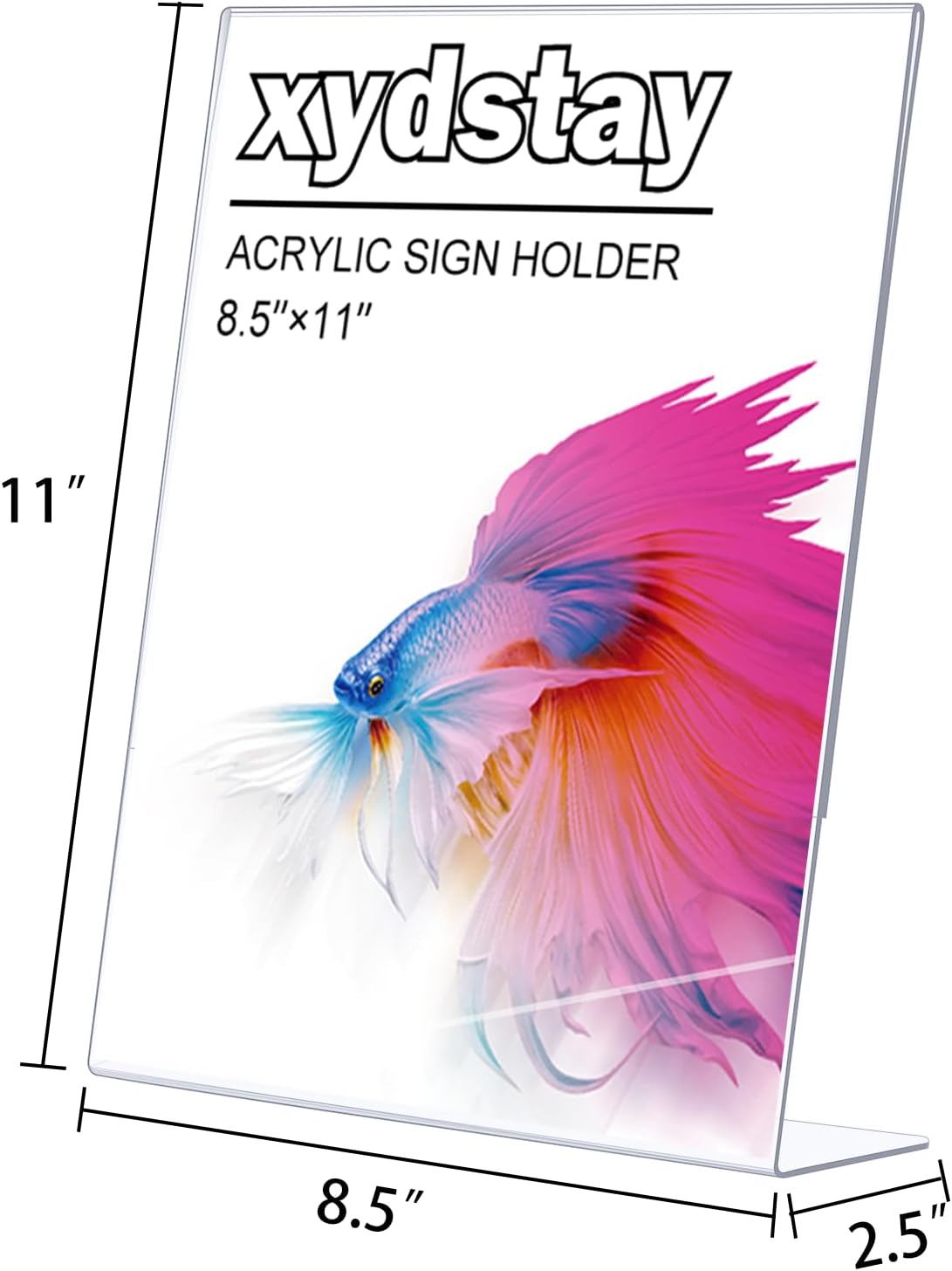 Xydstay 12-Pack Acrylic Menu Holders - Unbreakable L-Shape Clear Plastic Sign Holders | 8.5x11 for Restaurant & Home Use
