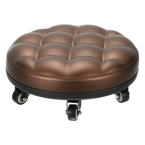 PATIKIL Low Roller Seat Wheel Stool Chair PU Leather Short Low Rolling Stool with Universal Wheel for Home Office Fitness (Brown), 5.1" Height