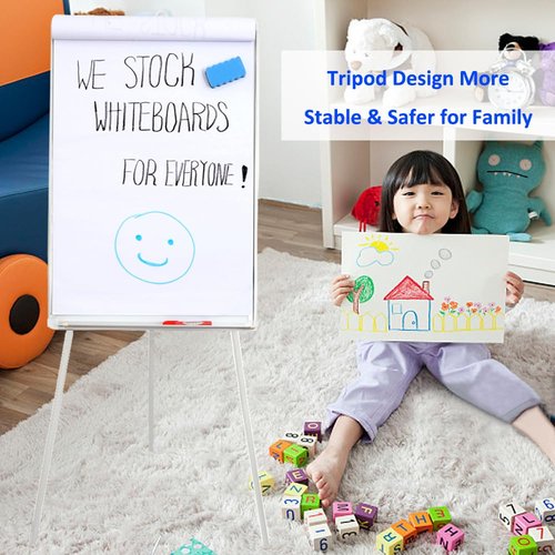 DexBoard 36" x 24" Magnetic Dry Erase Easel Board with Adjustable Tripod Stand – Portable Whiteboard for Office, Classroom & Presentations – Includes Flipchart Paper, Magnets & Eraser