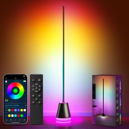 Keepsmile Smart RGB LED Corner Floor Lamp - 172 Bright LEDs with APP & Remote | Music Sync & 16 Million Colors for Ambient Lighting