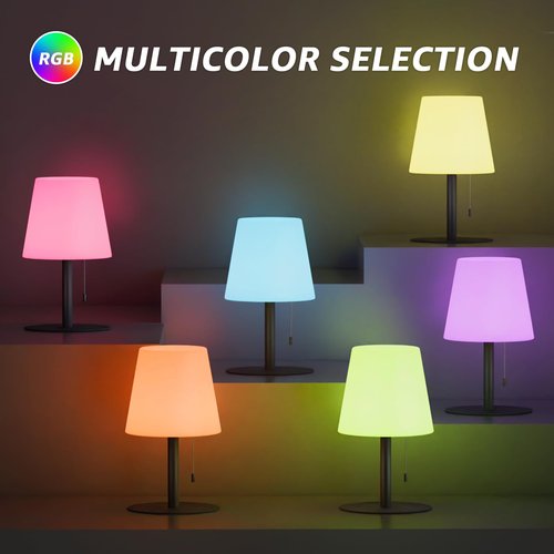 uuffoo Shower Lamp Rechargeable Outdoor Table Lamp Cordless Warm White & RGB Night Light for Patio, Restaurant, Camping, Bathroom Gift for Women, Mom, Grandma H9.8in (Black)