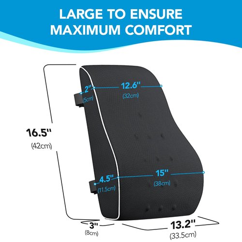 Lumbar Support Pillow for Office Chair,Office Home, College Dorm Room Essentials,Back Support Pillow for Car, Chair Cushions,Back Pain Relief Improve Posture,Mesh Cover Double Adjustable Straps