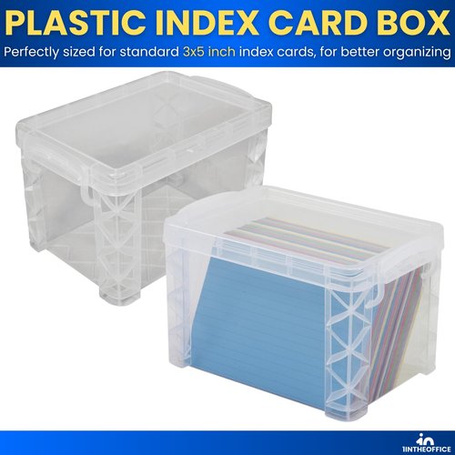 1InTheOffice Index Card Box 3x5 Index Card Holder 400 Capacity (2 Pack)