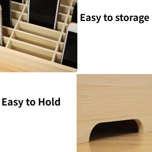Generic 24 Grid Wooden Desktop Storage Box, Cell Phone Holder Desktop Organizer Storage Box, Caddy Box for Classroom Office, YE-CB-001