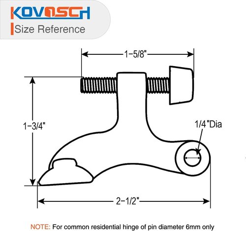 10 Pack Hinge Pin Door Stopper | Adjustable Heavy-Duty Design with Black Rubber Bumper Tips