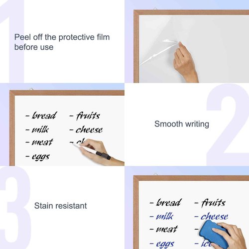 M MIOU Magnetic Whiteboard for Wall 36x24 Inches, Dry Erase White Board with Natural Wood Frame for Home, Office, School…