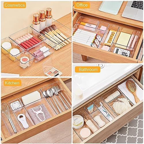 SMARTAKE 13-Piece Clear Drawer Organizer Set with Non-Slip Silicone Pads - 5 Sizes, Includes Variation 13 PCS / Clear