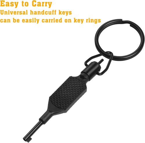 JOTOVO Universal Handcuff Key - 4" Flat Knurled Swivel Design with Detachable Keyring | Black