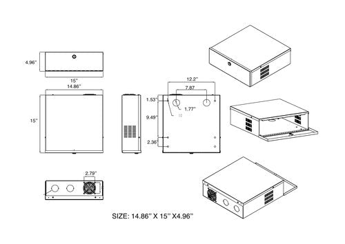 Kenuco White Heavy Duty 16 Gauge Steel DVR Security Lockbox with Fan (BK 15'' X 14.86'' X 4.96'')