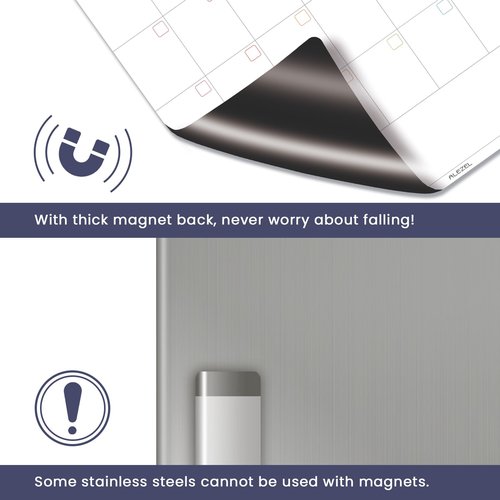 ALEZEL Magnetic Dry Erase Refrigerator Calendar, Vertical Monthly Calendar Whiteboard for Fridge, Includes Fridge Calendar & 2 List White Boards, 4 Markers + Eraser