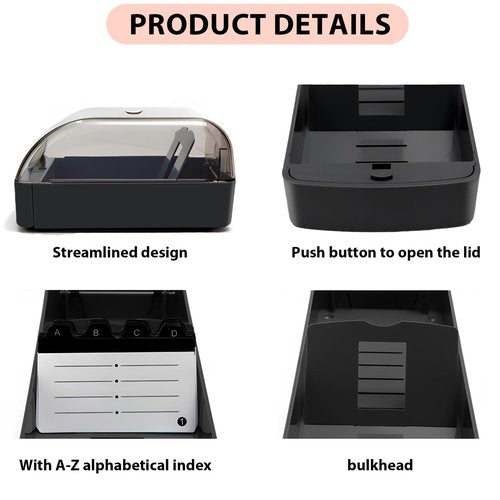 Daphilly Business Card Holder for Desk, Business Card Holder Organizer, Credit Card Organizer Case File Index Card Box Storage,with A-Z Tabs, Storage up to 350 Cards