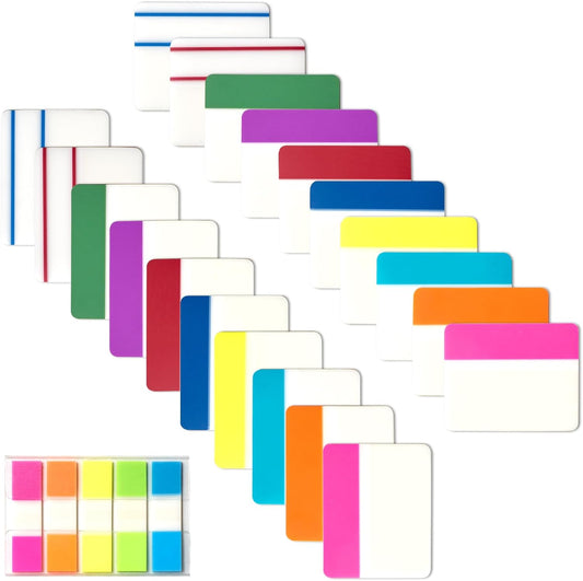 Skiennix Sticky Index Tabs - 500 Pcs 2 Inch Writable Colored Page Markers | Repositionable File Tab Flags for Books & Binders