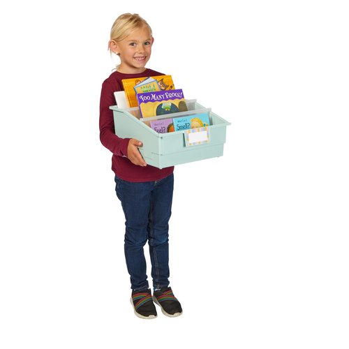 Really Good Stuff Picture Book Classroom Library Bins with Dividers - 6 Pack - Mint Green