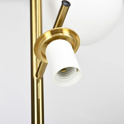 HOMCOM 3-Light Modern Floor Lamp for Living Room Bright Lighting, Tree Standing Lamp for Bedroom with Globe Lampshades, Steel Base, Cute Lamp, Bulb not Included, Gold