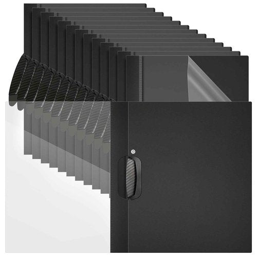 Teling 48 Pcs Report Covers with Sliding Bar Clear Plastic Presentation Folders 9.4 x 11.8 Inches Paper Binder Pocket Folder for Back to School Classroom Business Files Document Office (Black)