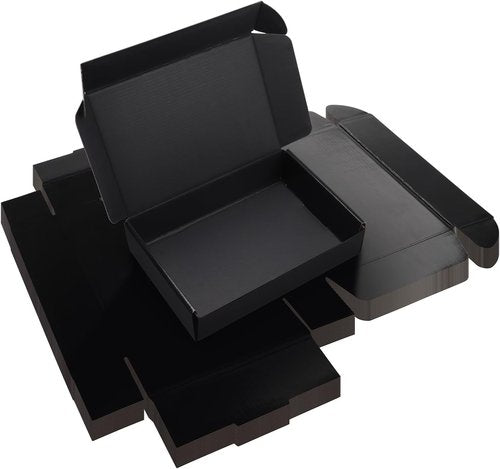 Rempry Black Shipping Boxes - 9x6x2 Corrugated Mailer Boxes | 20 Pack for Small Business Packaging