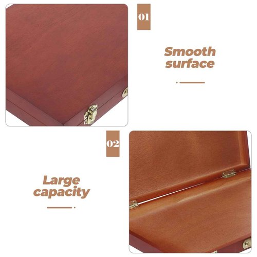 TEHAUX Art Supply Box, Portable Wooden Art Case with Locking Clasps and Handle, Handheld Artist Tool Storage Case, Wood Tool Box for Storing Paints, Stamps, Brushes, 14.5x10.4inch