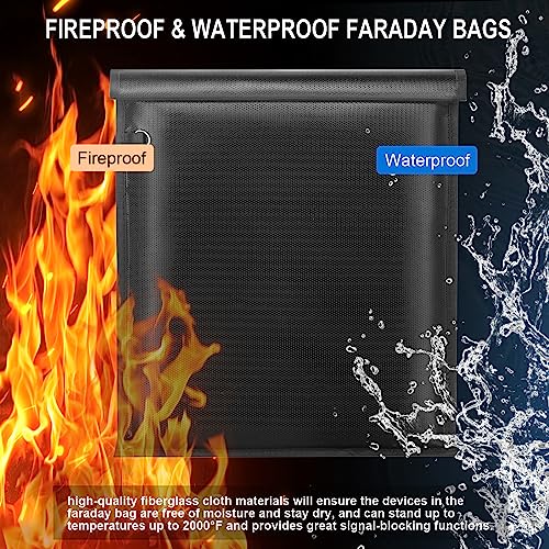 Yaokvide 5 Pack Large & Small Faraday Bags - Waterproof, Fireproof Signal Blocker, No Reflective Strip, Black