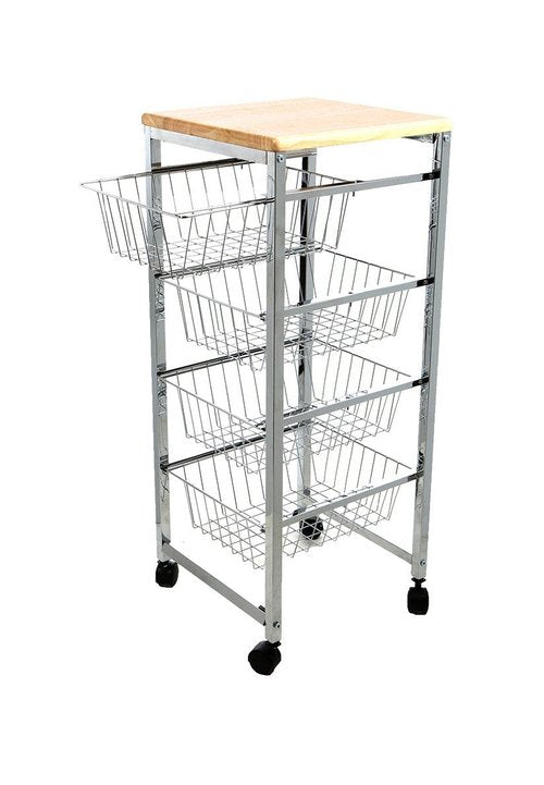 Mind Reader Stainless Steel Mobile Kitchen Cart, Bar Cart, Office Cart, Utility Cart