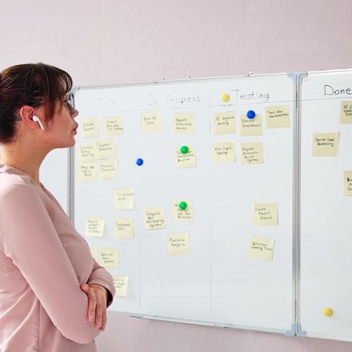 Mooliwe Tri-Fold Cork Board & Whiteboard - 72"x24" Magnetic Dry Erase & Bulletin Board with Aluminum Frame