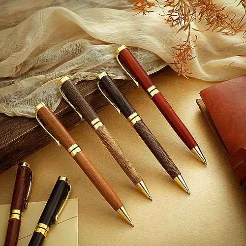 Yeaqee 18 Pcs Luxury Wood Ballpoint Pens 1.0mm Elegant Fancy Wooden Black Ink Pens Graduation Gift for Men Women Employee Teacher Journaling Executive Business