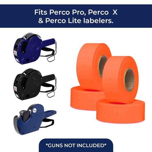 Perco 1 Line White & Fluorescent Red Labels - 16,000 Blank Price & Date Gun Labels Bundle