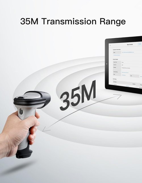 Inateck Wireless Bluetooth 2D Barcode Scanner - Fast & Accurate QR Code Scanning | 180-Day Battery Life, Compatible with iOS/Android/Windows