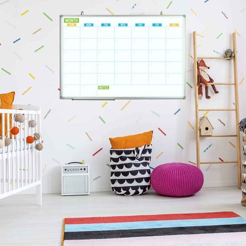 Lockways Dry Erase Calendar Whiteboard, Monthly Dry Erase Calendar Whiteboard 36x24 Inches- Aluminum Framed Wall- Mounted Planner