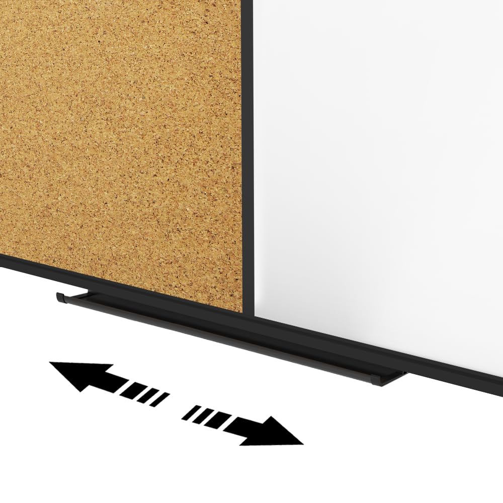 XBoard Magnetic White Board and Cork Board Combo 48" x 36", Black Aluminum Frame