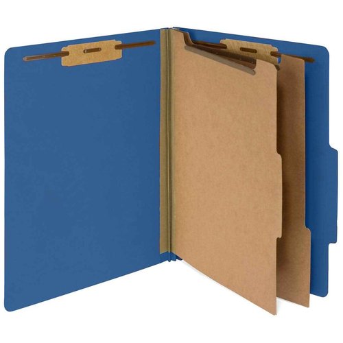 10 Blue Classification Folders with Dividers - Employee Personnel File Folders – 2'' Tyvek with Two Prong File Folders for Medical, Law Files - Pressboard Classification Folders 2 Dividers Letter Size