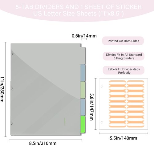 Etzul 3 Ring Binder 1 inch with Clipboard - White & Pink Bow Design, Includes Dividers, File Bag & Spine Label - Classic and Elegant for School or Work, Holographic Waterproof Film