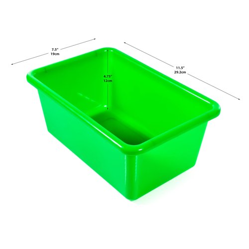 BloxBerry Small Cubby Bins 12 Piece Pack for Office Storage Kids Classroom or Toy Home Organizing Cube Bin with Plastic Container Self Adhesive Labels (11.6 x 7.7 x 4.9 Inch