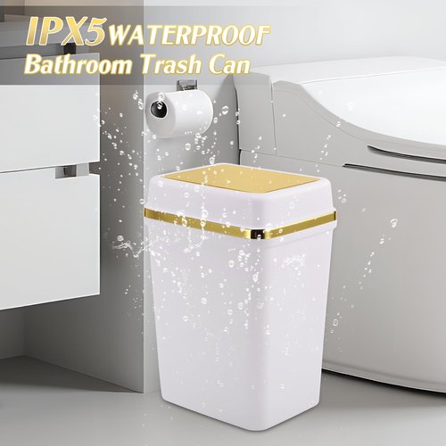 WSBArt Bathroom Trash Can with Lid 4 Gallon Trash Can with Swing Lid Small Garbage Can White Bathroom Garbage Can with 300 Counts Trash Bags for Kitchen Bedroom Office Dorm
