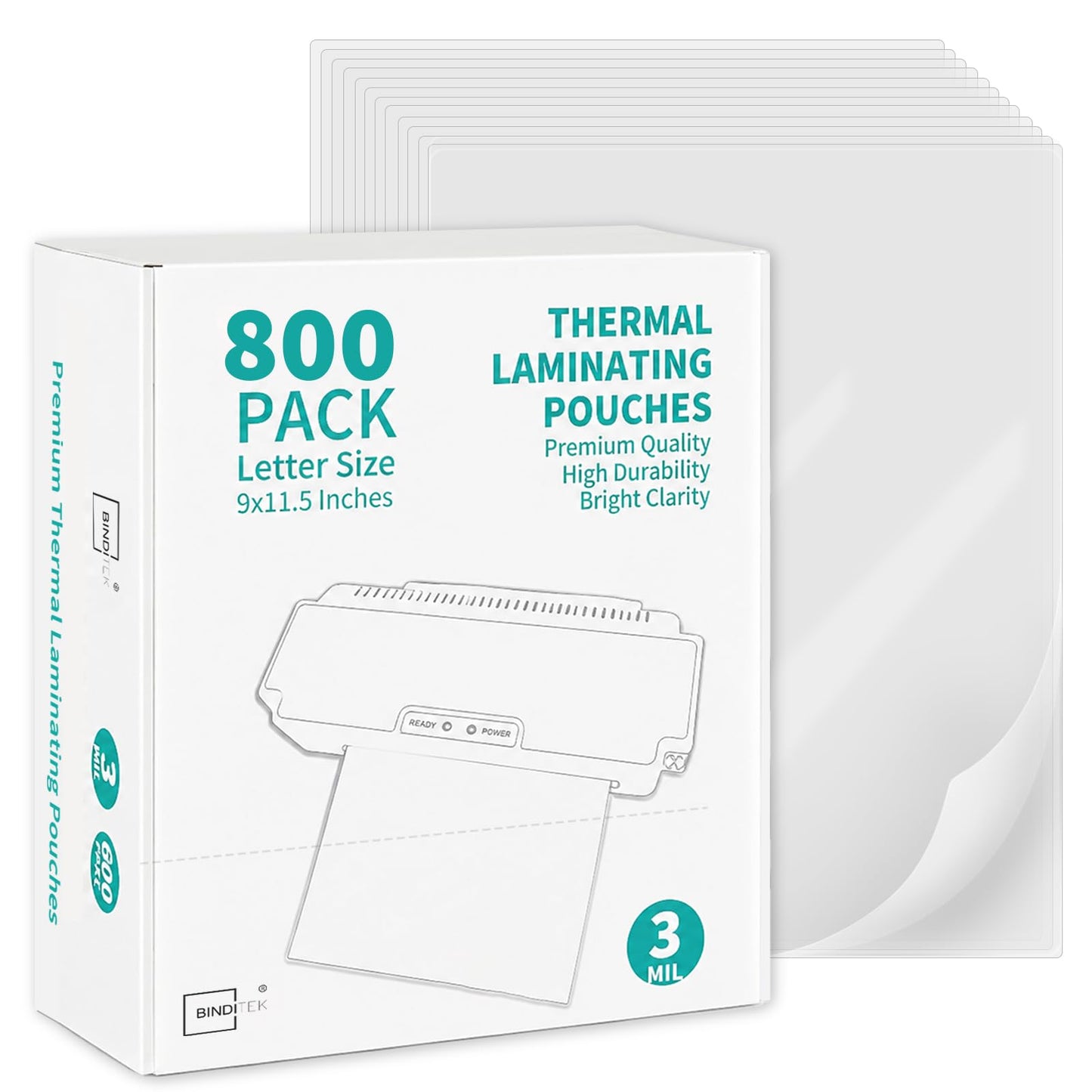 Binditek 800 Pack Bulk Thermal Laminating Pouches, 3 Mil, 9x11.5 Inches Laminating Sheets, for Letter Size, Ultra Clear, Glossy, Hold 8.5x11 Inches, Heat Seal, Office School Supplies