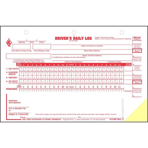 Deluxe Duplicate Driver Daily Log 10-pk. with Detailed DVIR & Daily Recap - Shrinkwrapped Loose-Leaf Format, 2-Ply with Carbon, 8.5" x 5.5", 31 Sets of Forms Per Unit, J. J. Keller & Associates, Inc.