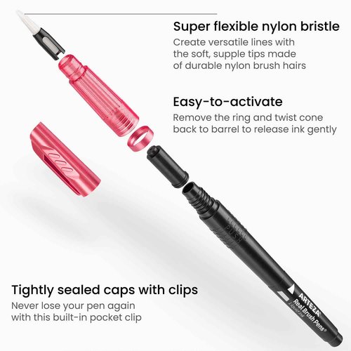 ARTEZA Metallic Markers, 16 Real Brush Pens, Blendable Watercolor Pens with Liquid Ink, Paint Marker Set for Artists