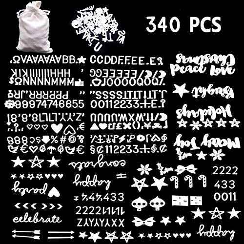 340 Characters White Letter Set for Changeable Felt Letter Boards, 3/4 Inch Letters with Gift Cloth Bag Including Numbers, Symbols,Letters